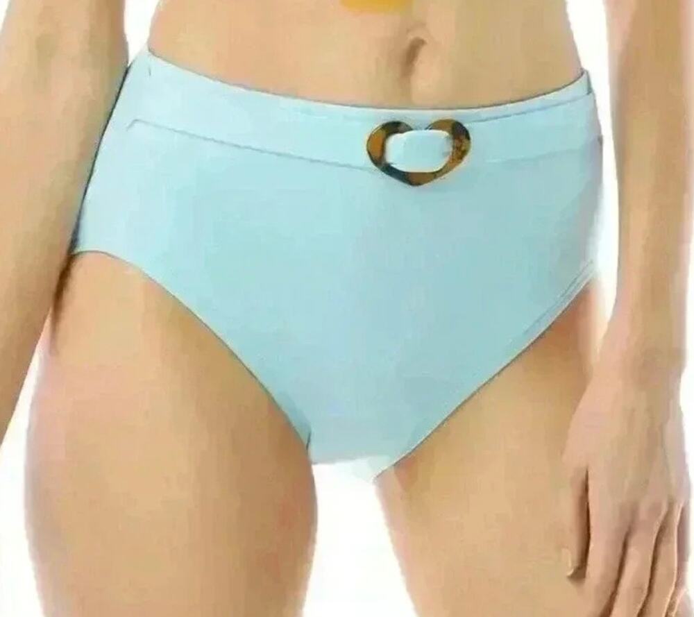 Kate Spade Wave Blue Heart Buckle Belted High-Waist Bikini Bottom XS NWT